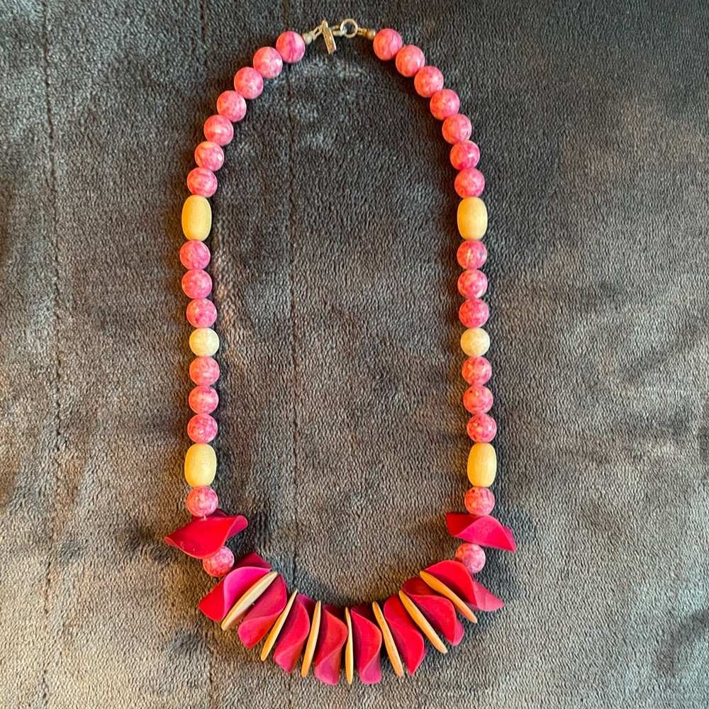 Vintage Pink & Yellow Disc Necklace